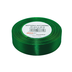 Wstążka satynowa ciemnozielona 25mm/32m, WS25-19, Brewis